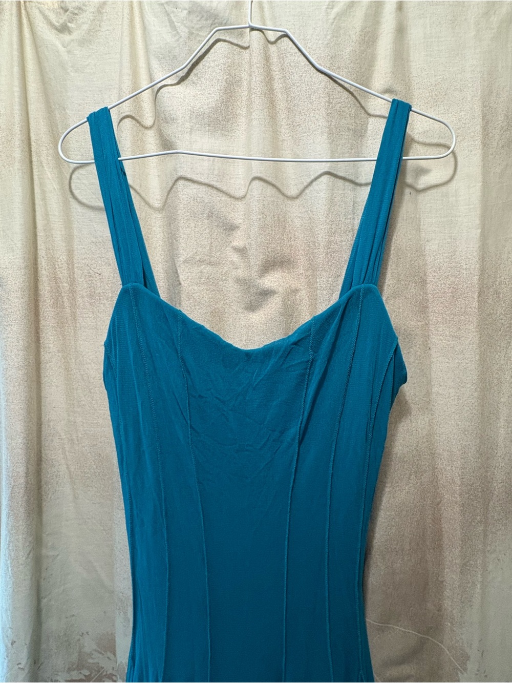 Teal Sleeveless V-Neck Maxi Dress with Flared Skirt
